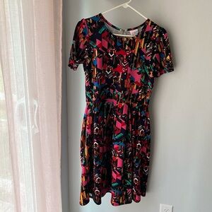 LuLaRoe Amelia Dress L | Bold Geometric Print | Pockets